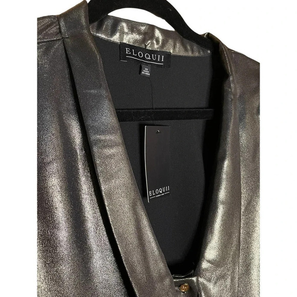 ELOQUII Women's Silver Gold Bronze Metallic Bow Long Sleeve Blouse Size 20 NWT - Picture 4 of 10
